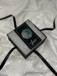 Antique Copper and Turquoise Aztec Circle Concho Necktie Magnet 1046
