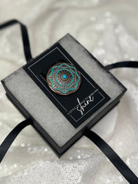 Antique Copper and Turquoise Aztec Circle Concho Necktie Magnet 1046