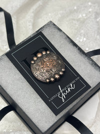 Antique Copper Circle Concho w/ Dots Necktie Magnet 1048