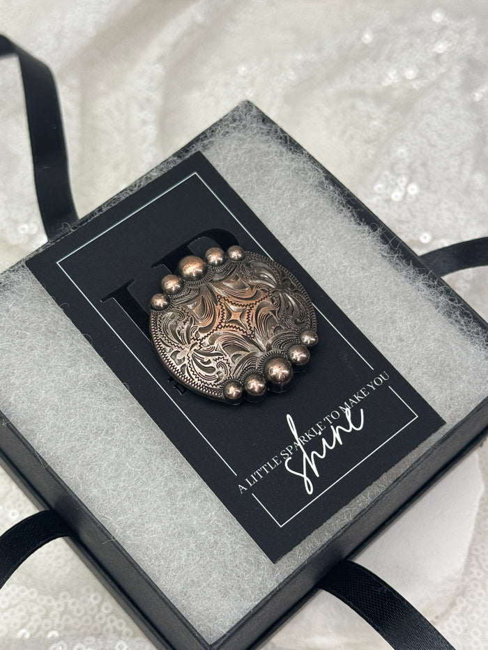 Antique Copper Circle Concho w/ Dots Necktie Magnet 1048
