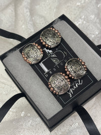 Antique Silver Circle w/ Copper Dots Concho Number Magnets 1059