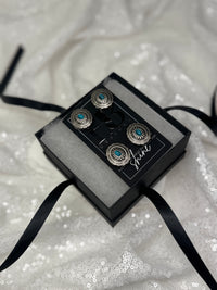 Antique Silver Oval w/ Turquoise Concho Number Magnets 1052