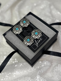Antique Silver & Turquoise Floral Cross Concho Number Magnets 1039