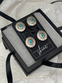 Silver Oval w/ Turquoise Concho Number Magnets 1031