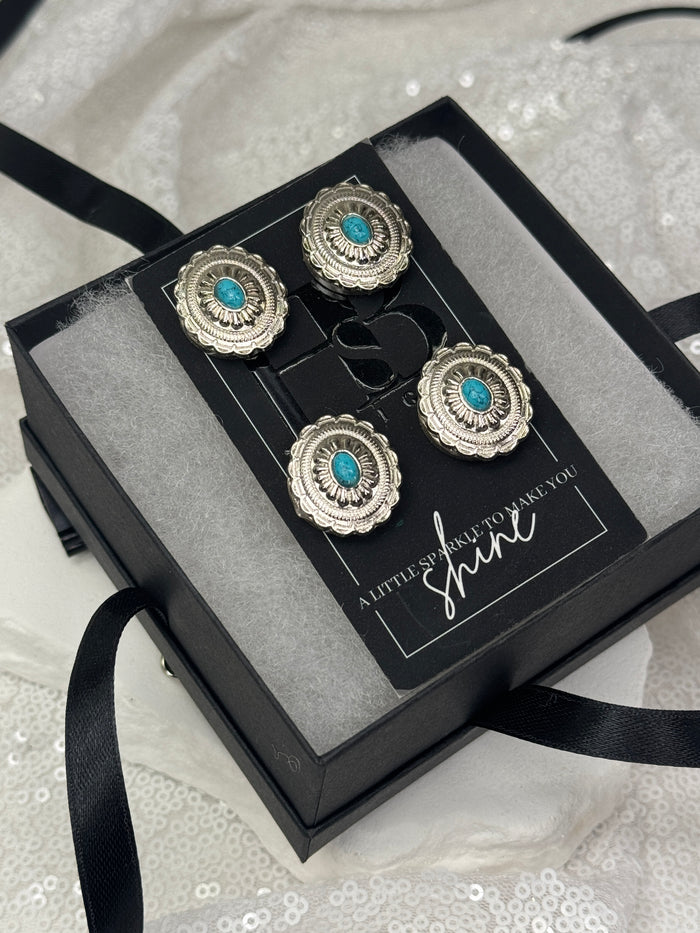 Silver Oval w/ Turquoise Concho Number Magnets 1031