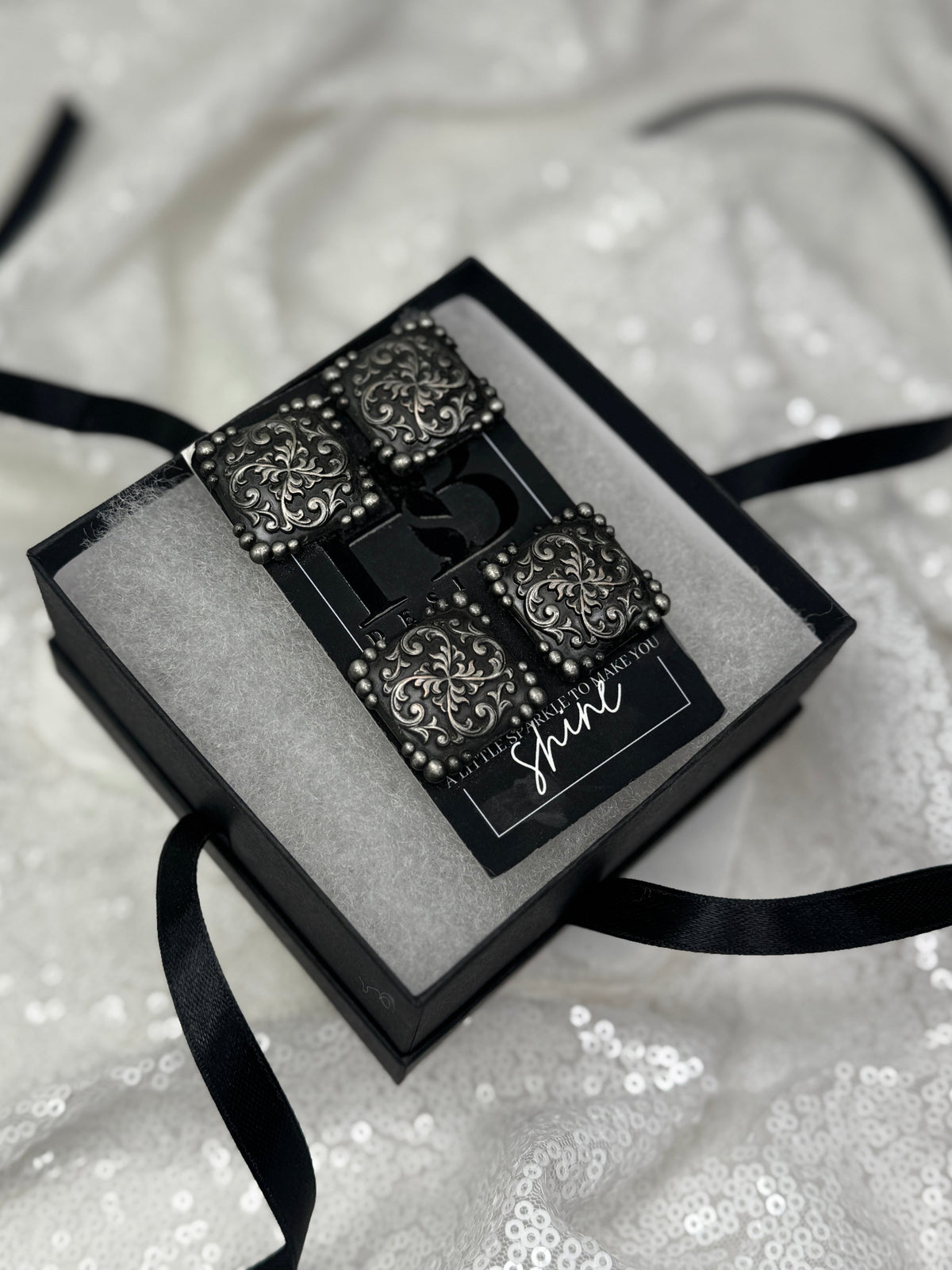Blackened Gunmetal Square Concho Number Magnets 1055