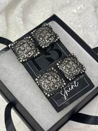 Blackened Gunmetal Square Concho Number Magnets 1055