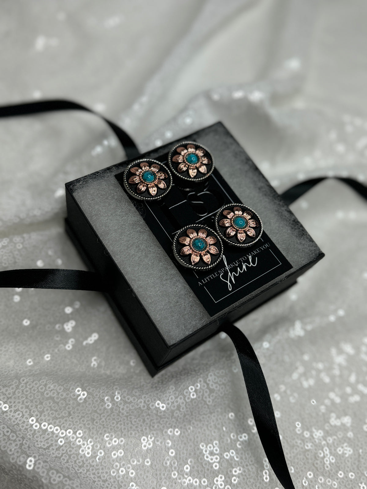 Copper & Turquoise Flower Concho Number Magnets 1000