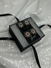 Copper & Turquoise Flower Concho Number Magnets 1000