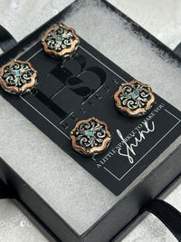 Copper, Silver and Turquoise Concho Number Magnets 1001