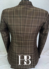 TAILORED Light Chocolate and White Plaid Hunt Coat #1009