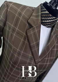 TAILORED Light Chocolate and White Plaid Hunt Coat #1009