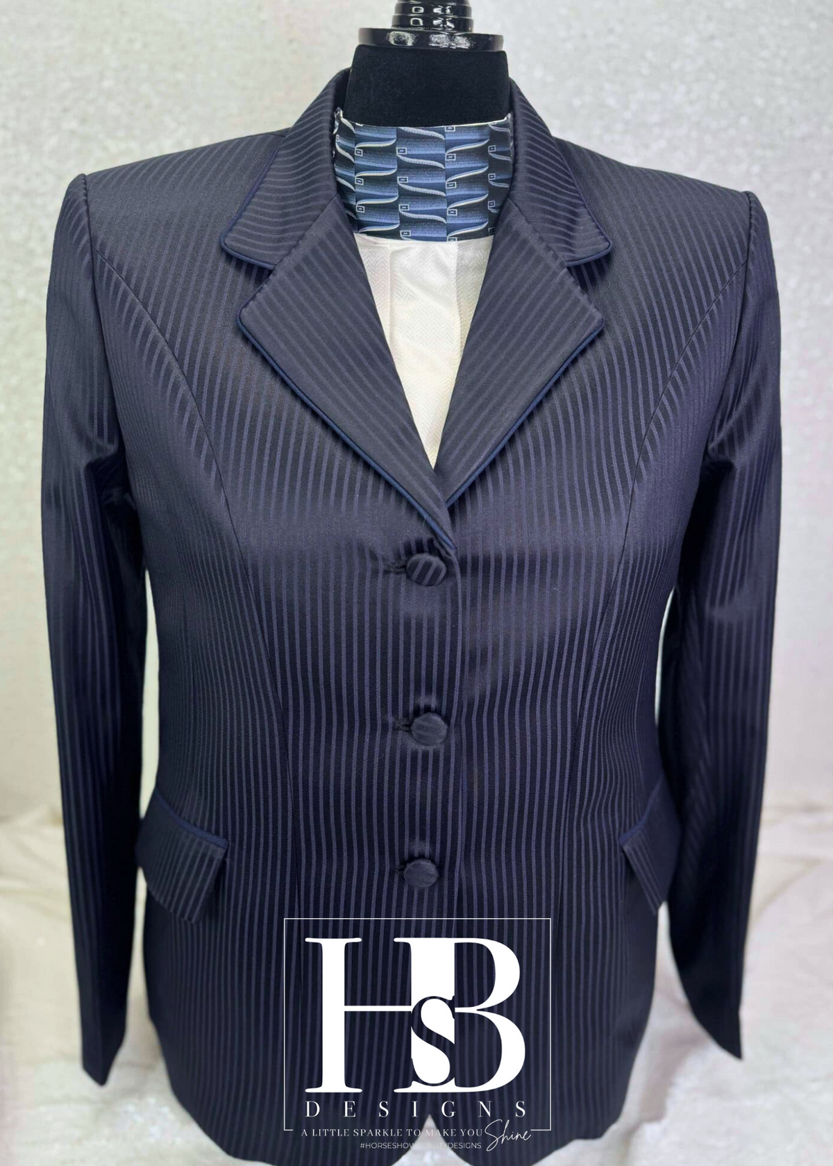 TAILORED Navy Stripe w/ Navy Accents Hunt Coat #1001