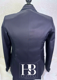 TAILORED Navy Stripe w/ Navy Accents Hunt Coat #1001