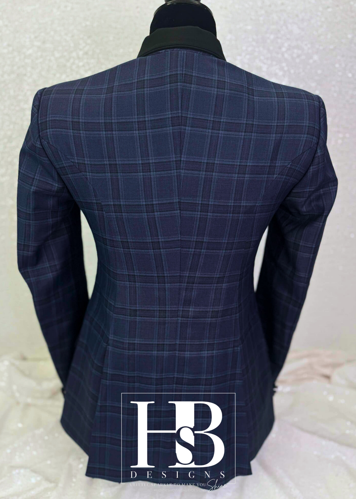 TAILORED Denim Navy and Black Plaid Hunt Coat #1012