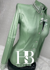 GLITZY Sage/Mint Taffeta Day Shirt