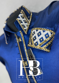 LUXE Navy, Gold & White Taffeta Day Shirt