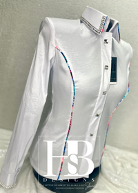 SIMPLY White Taffeta Day Shirt w/ Piping