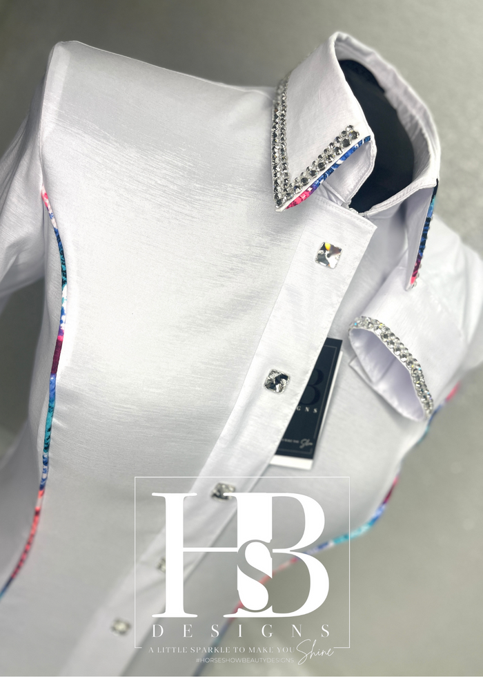 SIMPLY White Taffeta Day Shirt w/ Piping