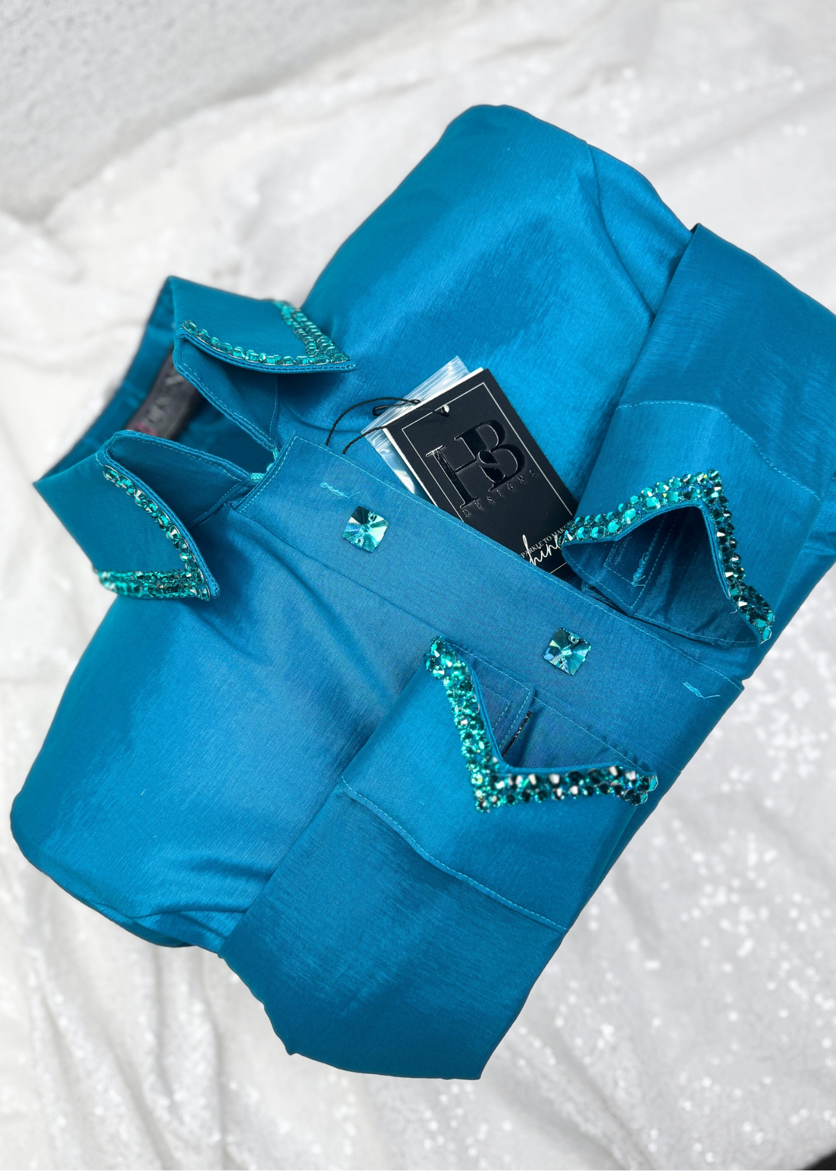 SIMPLY Teal Blue Stretch Taffeta Day Shirt