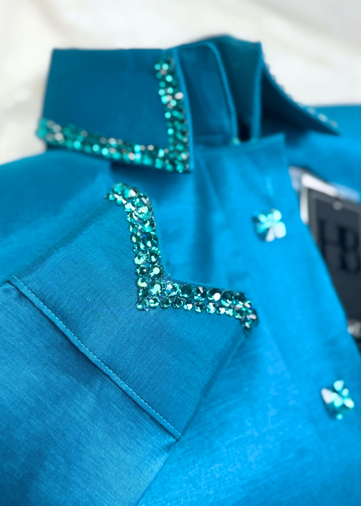 SIMPLY Teal Blue Stretch Taffeta Day Shirt