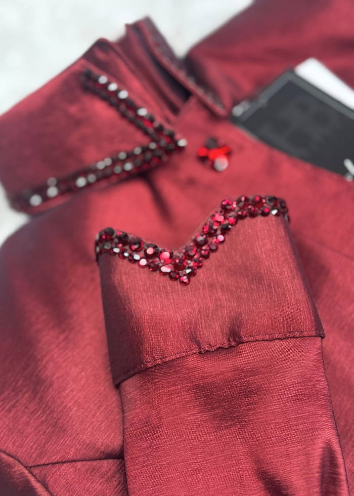 SIMPLY Iridescent Burgundy Stretch Taffeta Day Shirt