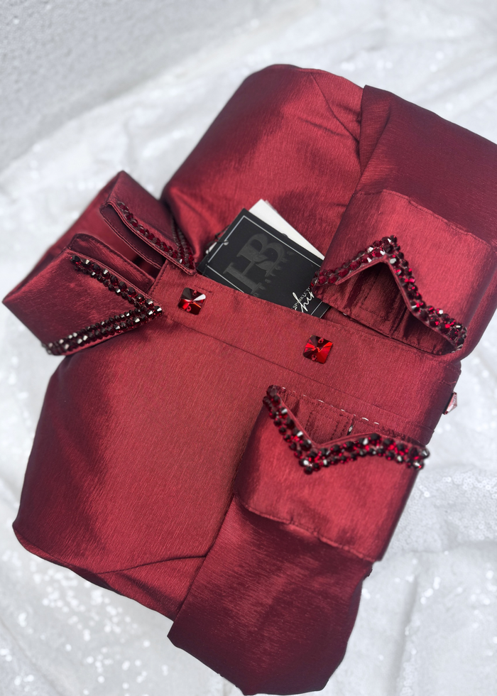 SIMPLY Iridescent Burgundy Stretch Taffeta Day Shirt