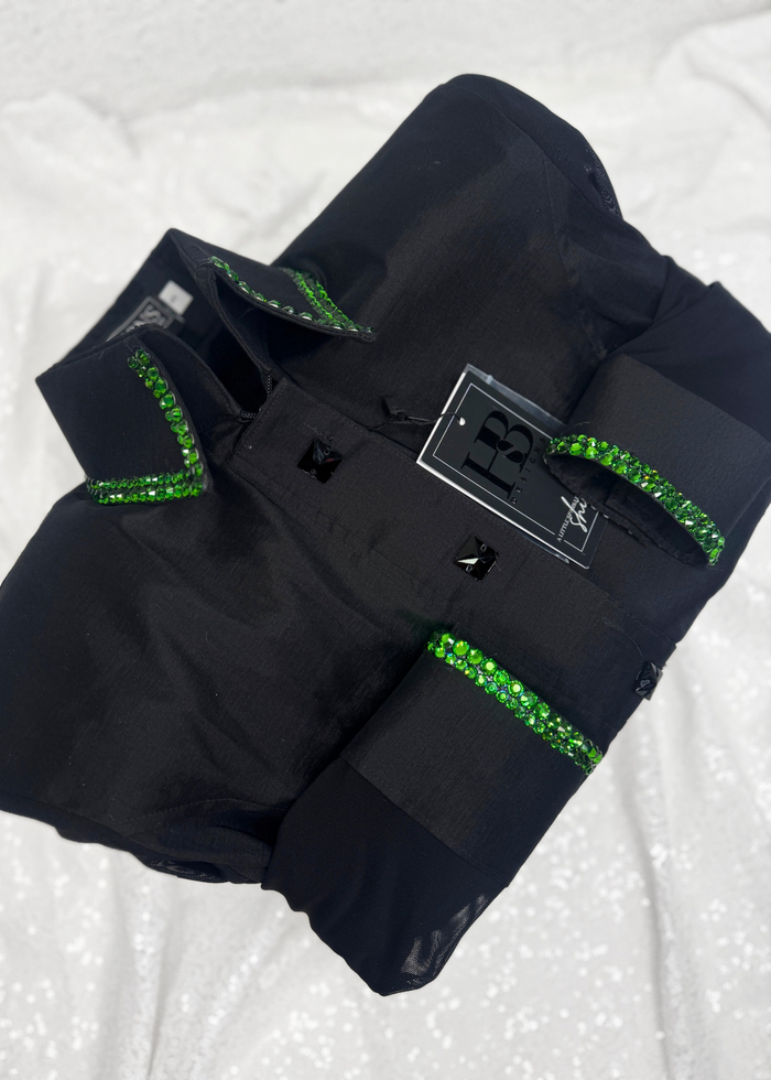SIMPLY BREEZY Black & Green Stretch Taffeta Day Shirt