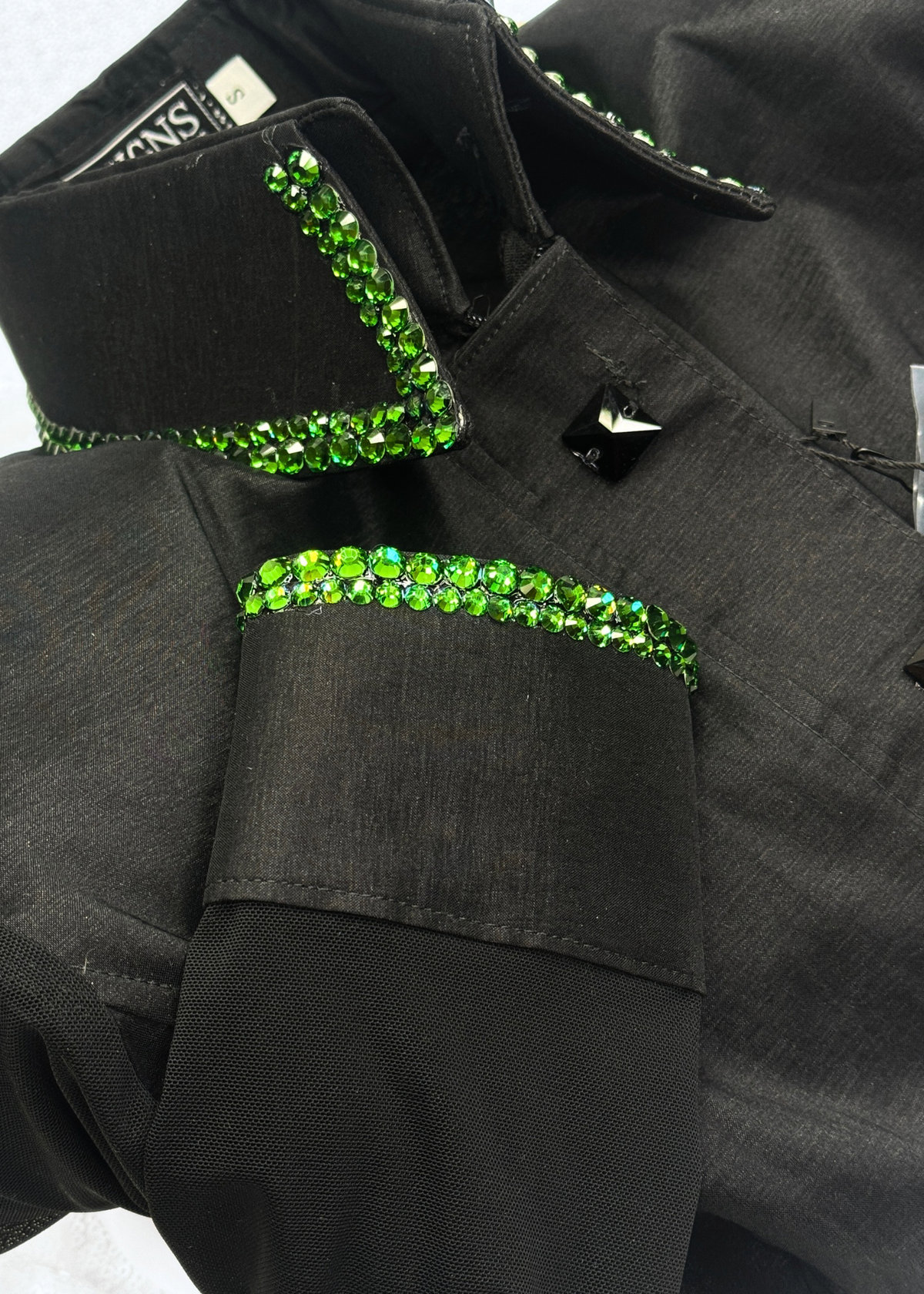 SIMPLY BREEZY Black & Green Stretch Taffeta Day Shirt