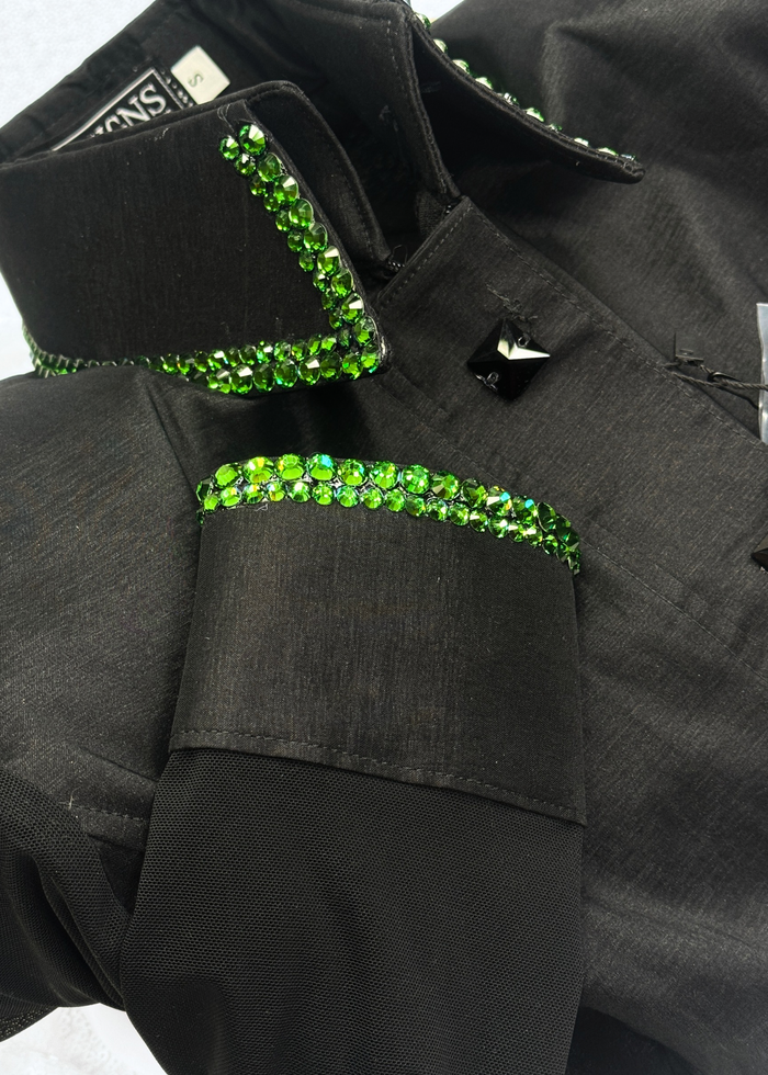 SIMPLY BREEZY Black & Green Stretch Taffeta Day Shirt