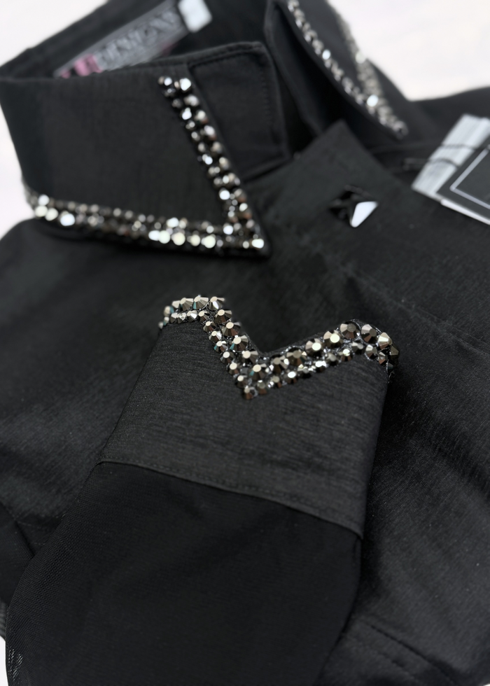 SIMPLY BREEZY Black & Gunmetal Grey Stretch Taffeta Day Shirt