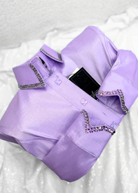 SIMPLY Light Lilac Stretch Taffeta Day Shirt