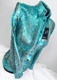 SIMPLY Seafoam Snakeskin Stretch Spandex Day Shirt