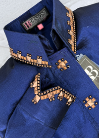 SIMPLY SOUTHWESTERN Dark Navy Blue w/ Copper Stretch Taffeta Day Shirt