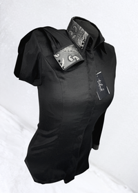 TAILORED by HSBD Black w/ Grey Paisley Silk Accent Stretch Taffeta Day Shirt 1002