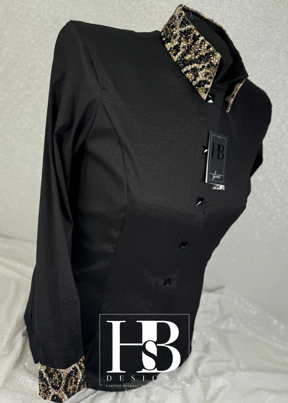 GLITZY Leopard Black Stretch Taffeta Day Shirt