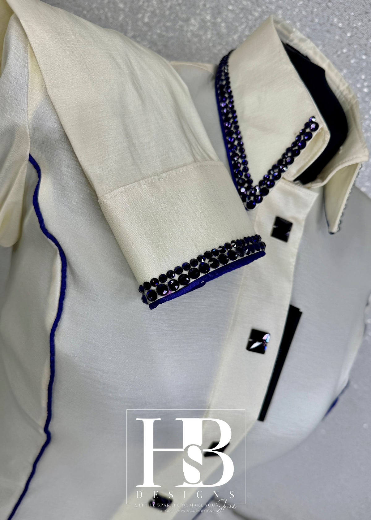 SIMPLY Off White with Purple Piping Stretch Taffeta Day Shirt