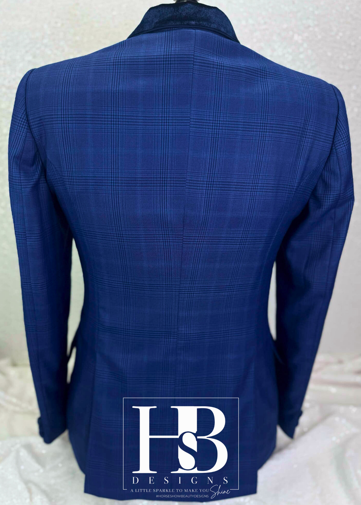 TAILORED Bright Blue Navy Plaid w/ Blue Accents Hunt Coat #1006