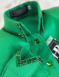 SIMPLY Kelly Green Stretch Taffeta Day Shirt 1383