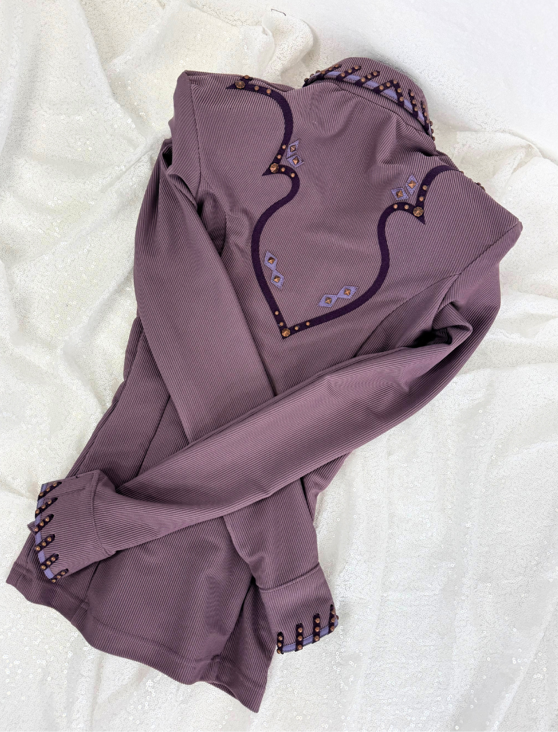 SOUTHWESTERN YOKED Dusty Lavender Ribbed Spandex Day Shirt 1390