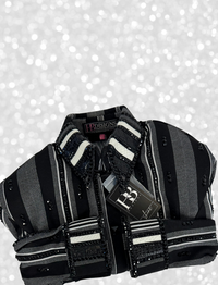 GLAM Black and White Striped Stretch Knit Day Shirt 1388