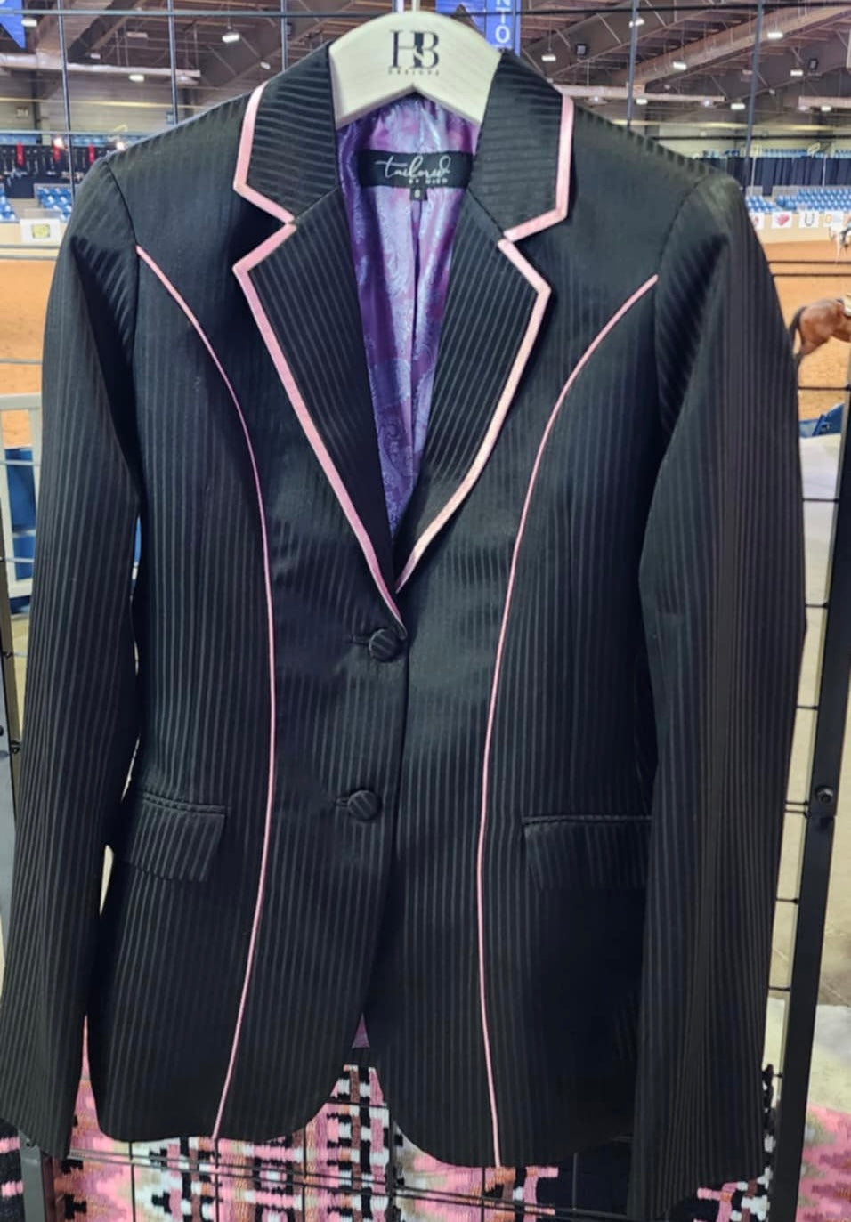TAILORED Black & White Pinstripe w/ Pink Accents Showmanship Suit #3006