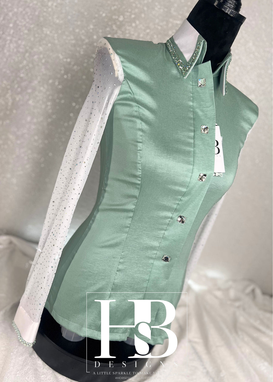 SIMPLY BREEZY Sage Green and White Day Shirt 1130