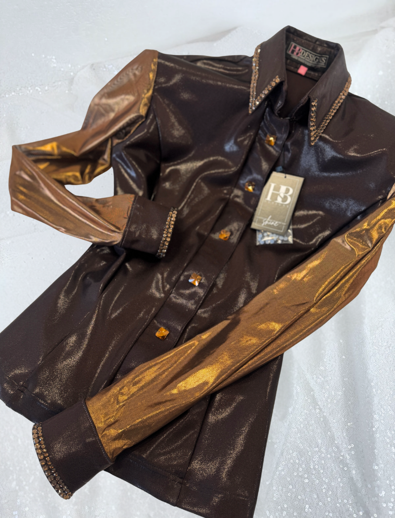 SIMPLY BREEZY Chocolate & Copper Melted Metals Spandex Day Shirt 1392