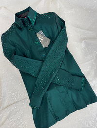 SIMPLY+ Emerald Green Stretch Taffeta Day Shirt 1378