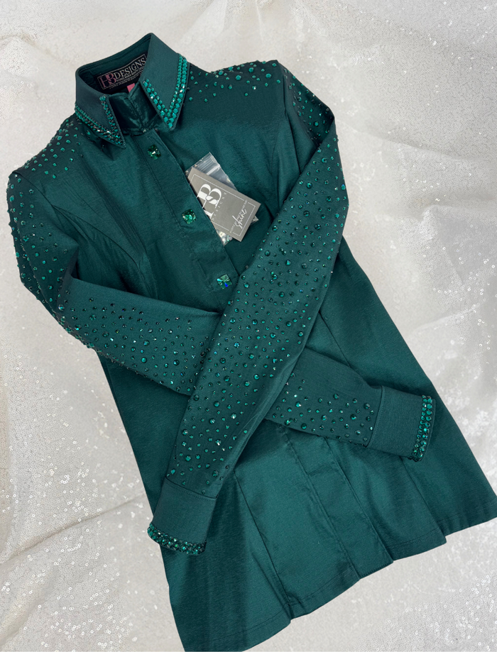 SIMPLY+ Emerald Green Stretch Taffeta Day Shirt 1378