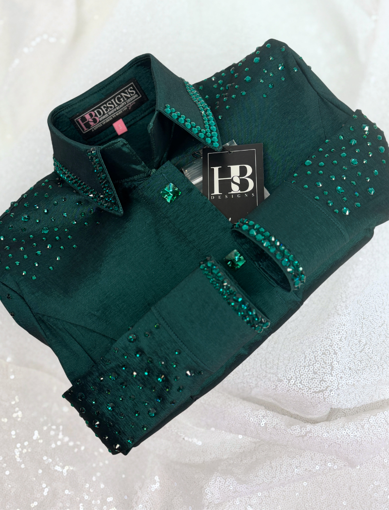 SIMPLY+ Emerald Green Stretch Taffeta Day Shirt 1378