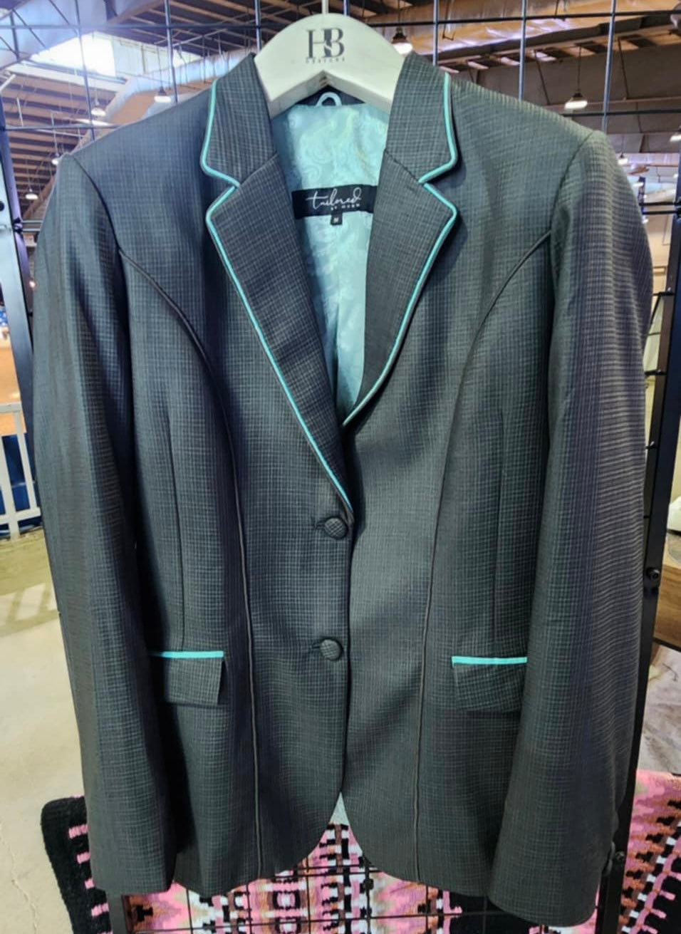 TAILORED Charcoal Grey Check w/ Mint Accents Showmanship Suit #3000