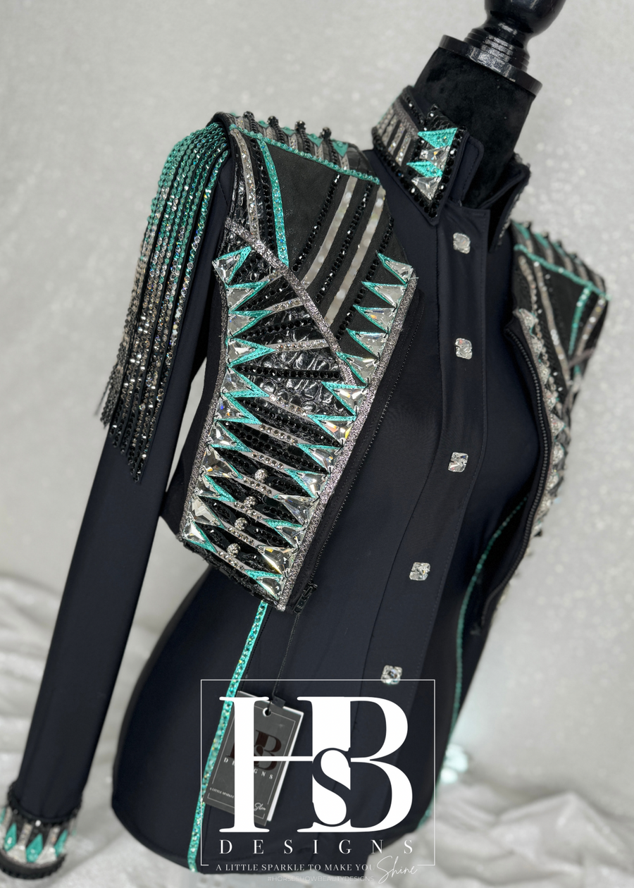 Seafoam/Mint, Black and Grey Vest Set 1001