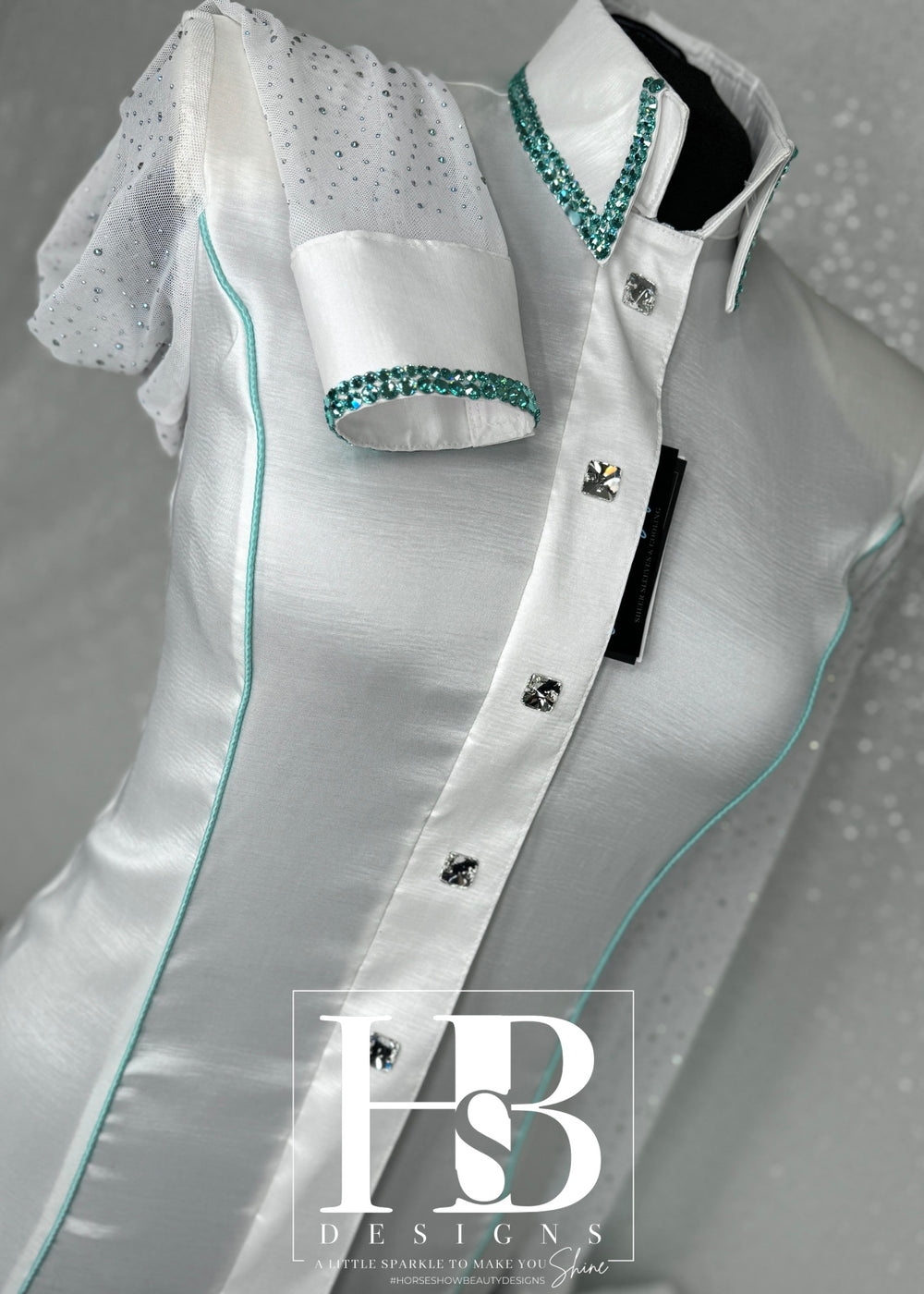 SIMPLY BREEZY White & Seafoam/Mint Taffeta Day Shirt